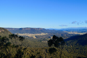 A view from Mitchell Pass Lookout at Mt Victoria in thew Blue Mountains of Australia