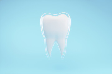 Teeth coated by fluoride protected teeth from decay and bacterial. Mouth hygiene and Healthy oral concept. 3D rendering