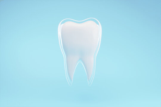 Teeth coated by fluoride protected teeth from decay and bacterial. Mouth hygiene and Healthy oral concept. 3D rendering