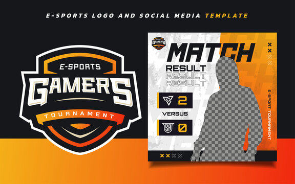 Match Result E-sports Gaming Banner Template for social media with Gamers Tournament Logo