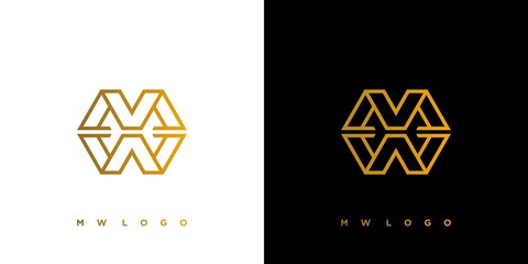 Modern and elegant MW letter initial logo design