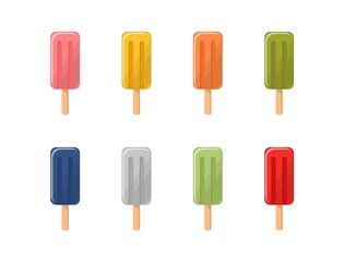 8 Colourful Popsicles, Ice Frozen Delicious Sweet
