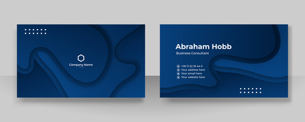 Fototapeta na wymiar Modern blue and white business card design template