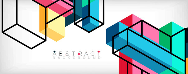 Abstract background. 3d cubes, cubic elements and blocks. Techno or business concept for wallpaper, banner, background, landing page