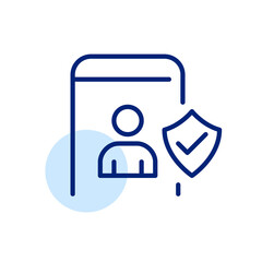 Secure protected profile. Pixel perfect, editable stroke line art icon