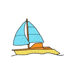 Sailing boat sketch. Doodle illustration