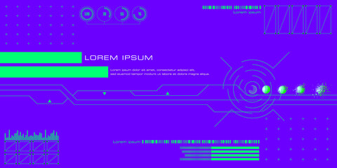 抽象的な先端技術イメージの背景画像紫地に黄緑