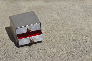 Handmade metal jewelry box with 2 drawers