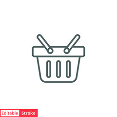 Shopping cart line icon. Simple outline style. Basket shop bag for online store. Vector design illustration isolated on white background. Editable stroke EPS 10.