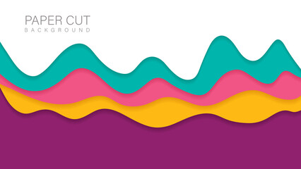 Colorful papercut background wavy dimension