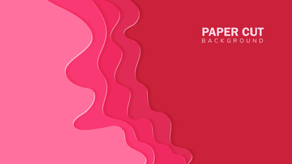 Abstract red wavy background papercut style
