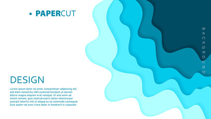 Simple blue paper cut background Background template for banners flyers and presentations
