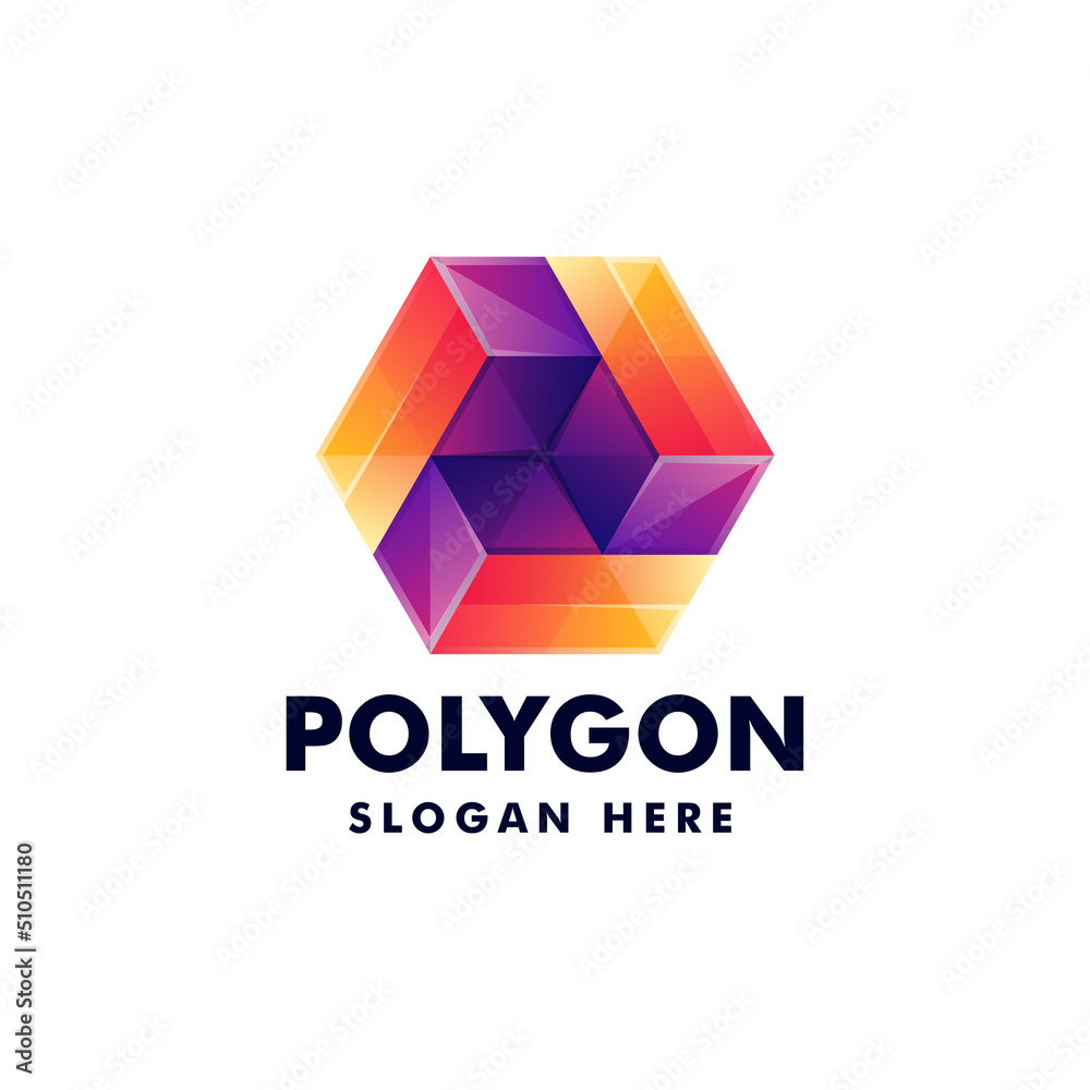 Wall mural vector logo illustration hexagon gradient colorful style.