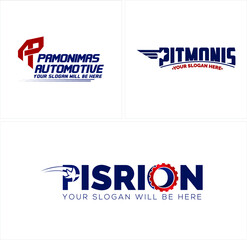 A set of illustration automotive business logo design template