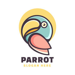 Vector Logo Illustration Parrot Simple Mascot Style. © Artnivora