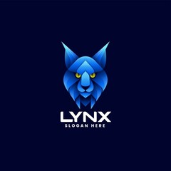 Vector Logo Illustration Lynx Gradient Colorful Style.