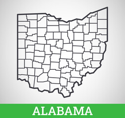 Simple outline map of Alabama, USA. Vector graphic illustration.