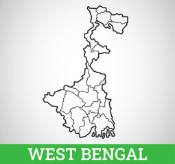 Simple outline map of West Bengal, India. Vector graphic illustration.