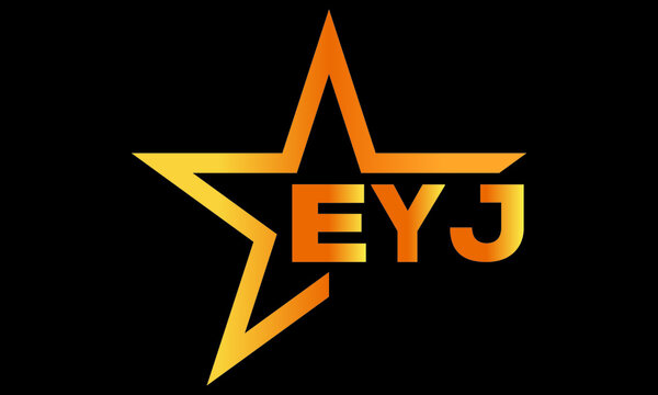 EYJ golden luxury star icon three letter logo design vector template. royal logo | luxury logo | jewelry logo | premium logo | iconic logo | Victoria logo |