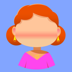 girl without a face on a white background. character base 