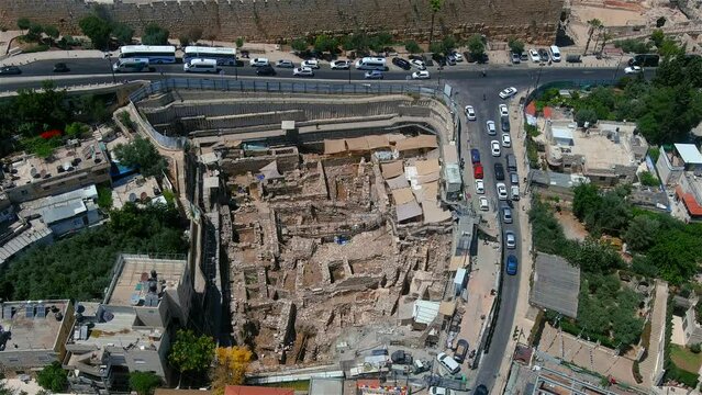 Archaeological excavations in the City of David, Jerusalem, drone view
Drone view from the old city of Jerusalem, 2022

