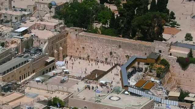 drone view over western wall or kotel, Jerusalem

Drone view  over the Kotel holly place for jewish people, June,2022

