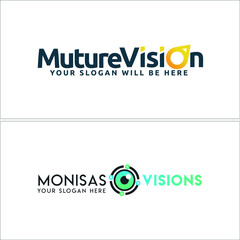 Fototapeta na wymiar Vector illustration eye vision tech digital combination mark logo design template