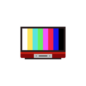 Cartoon modern television sign with multi-colored noise on screen flat style