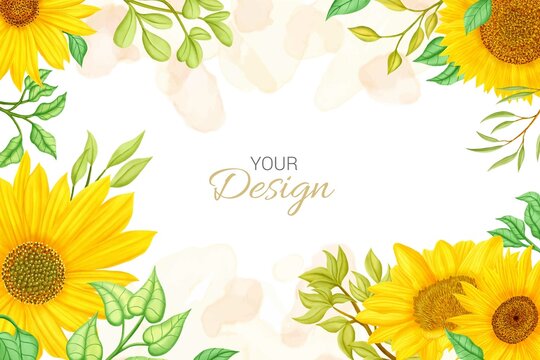 Watercolor sunflower background design