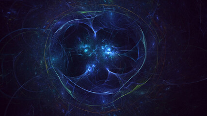 Obraz premium 3D rendering abstract blue fractal light background