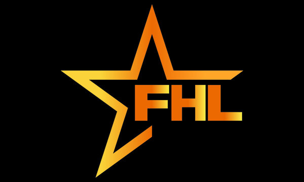 FHL golden luxury star icon three letter logo design vector template. royal logo | luxury logo | jewelry logo | premium logo | iconic logo | Victoria logo |