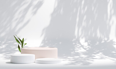 podium for product presentation. Natural beauty pedestal, relaxation and health, 3d illustration. - obrazy, fototapety, plakaty