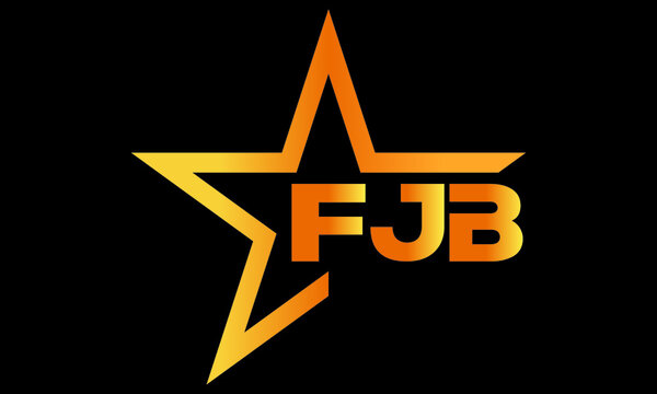FJB golden luxury star icon three letter logo design vector template. royal logo | luxury logo | jewelry logo | premium logo | iconic logo | Victoria logo |