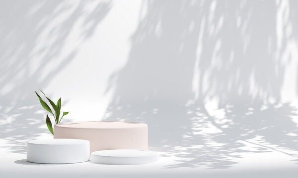 podium for product presentation. Natural beauty pedestal, relaxation and health, 3d illustration.