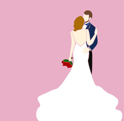 Bride and Groom, Lover characters, Romantic relationships. Celebrating love. kiss and hug vector, proposal, valentines day, Wedding Card invitation. Romantic wedding vector, Ideal for card