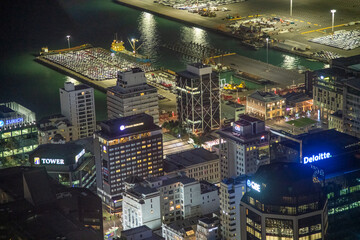 Fototapeta na wymiar Auckland, New Zealand - August 26, 2018: Auckland skyline aerial view at night, New Zealand