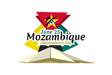 June 25, Independence day of Mozambique vector illustration. Suitable for greeting card, poster and banner  - obrazy, fototapety, plakaty