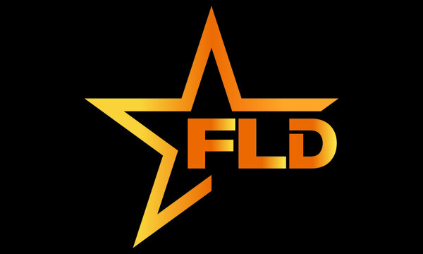 FLD golden luxury star icon three letter logo design vector template. royal logo | luxury logo | jewelry logo | premium logo | iconic logo | Victoria logo |