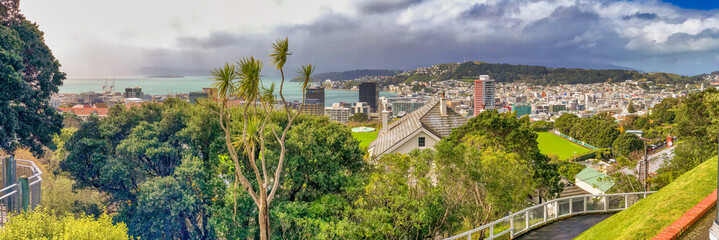 Fototapeta na wymiar Panoramic aerial view of Wellington skyline, New Zealand
