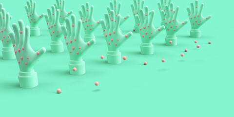 Monkeypox virus infection pandemic. people 3d render hand symptom monkeypox.Pride month lgbtq parade.Monkeypox infection with virus in South America.Sexual Health.infection in Africa Europe.isolated.