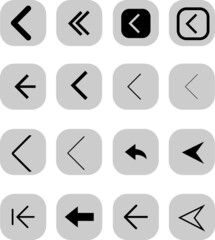 previous back arrow icon set. simple style pictogram minimal, flat, solid, mono, monochrome, simple, contemporary. Internet web design elements vector illustration
