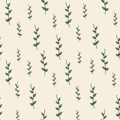 Cute botanical pattern. Seamless background in doodle style