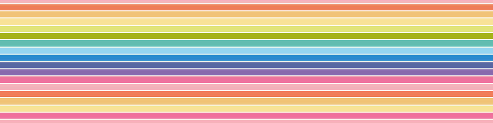 Obraz premium Rainbow stripes background banner vector. Fun colourful horizontal striped seamless pattern border .