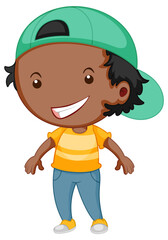 Cute boy cartoon character on white background