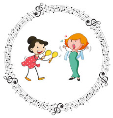 Cartoon character doodle music band