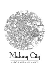 Minimalist Malang City Map Wall Decoration. Malang is one of the cities in Indonesia