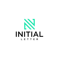 Abstract initial letter N logo with line graphic design vector