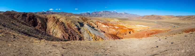 Natural texture of sandstone in colorful Mars in Altai Mountains, place named Mars 1 in Altai Republic, Russia. 