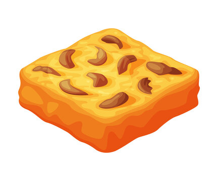 Baked Pie Made from Pastry Dough with Sweet Filling Vector Illustration
