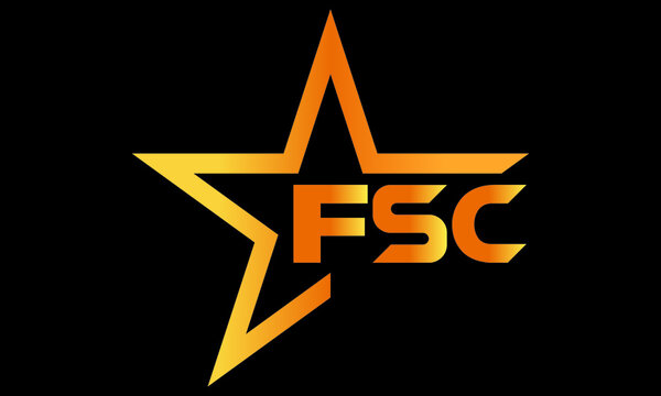 FSC golden luxury star icon three letter logo design vector template. royal logo | luxury logo | jewelry logo | premium logo | iconic logo | Victoria logo |